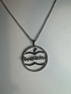New Silver Apple Bottom necklace charm